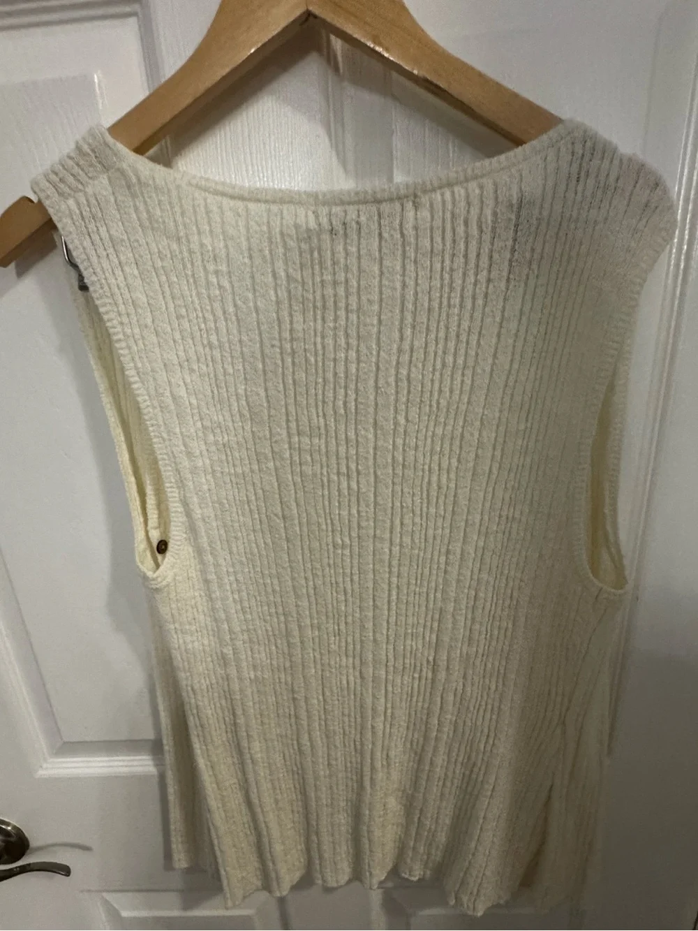 NWOT Free People Beach Cream Ribbed Button-Front Cardigan Vest